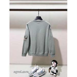 MONCLERフロックプリントアルファベットLOGO腕ナイロン章仔ポケットロゴ丸首衛衣