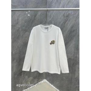 Moncler秋冬新作ダブルロゴ立体刺繍ロゴ丸首長袖Tシャツ