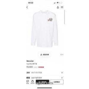 Moncler秋冬新作ダブルロゴ立体刺繍ロゴ丸首長袖Tシャツ