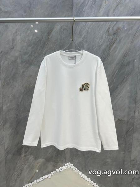Moncler秋冬新作ダブルロゴ立体刺繍ロゴ丸首長袖Tシャツ 0 