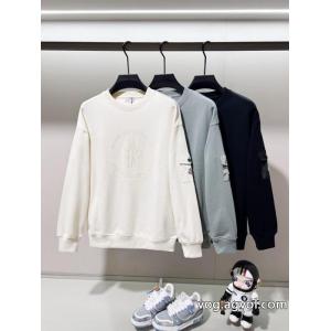 MONCLERフロックプリントアルファベットLOGO腕ナイロン章仔ポケットロゴ丸首衛衣