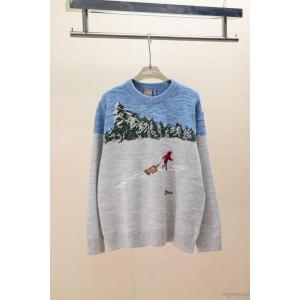 Dior/ディオールSS 26スキーシリーズ冬の雪景色混紡ジャカードラウンドネックセーター