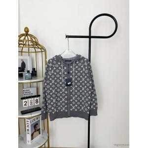 Louis Vuitton/LVルイヴィトンフルプリントジャカード連帽ニットコート